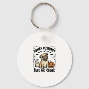 Halloween Pug Shirt Vintage Funny Dog Costume Art_ Keychain