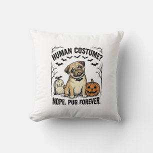 Halloween Pug Shirt Vintage Funny Dog Costume Art_ Throw Pillow