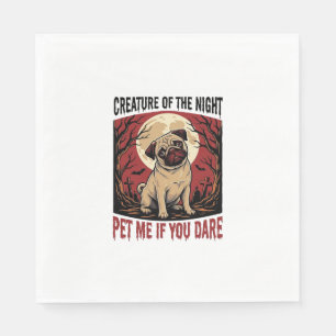 Halloween Pug Shirt with Spooky Graveyard Vintage Napkin