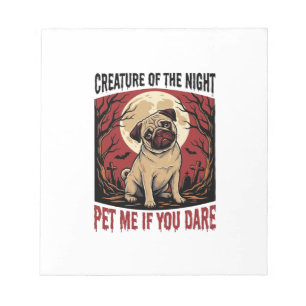 Halloween Pug Shirt with Spooky Graveyard Vintage  Notepad