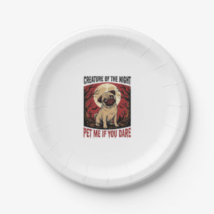 Halloween Pug Shirt with Spooky Graveyard Vintage Paper Plate