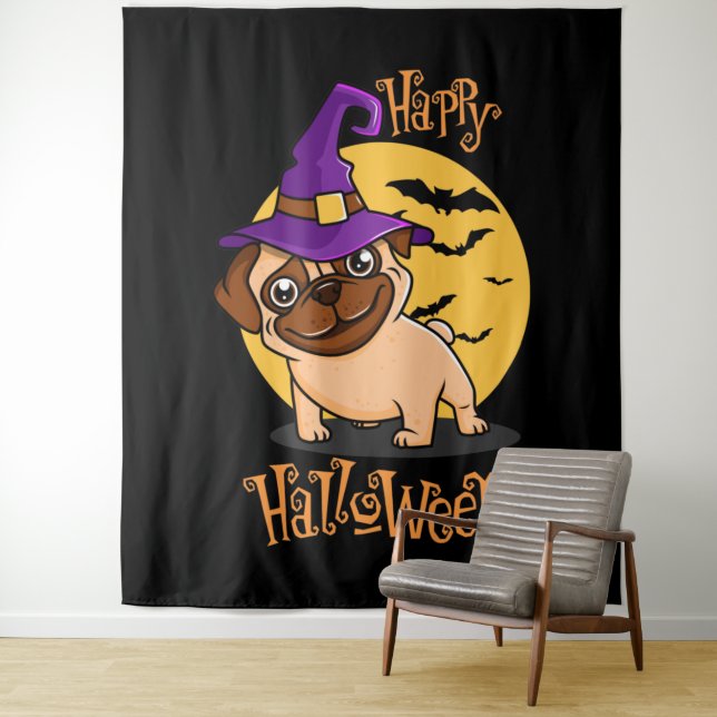 Halloween Puggy Tapestry (In Situ)