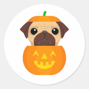 Halloween Pugkin Classic Round Sticker
