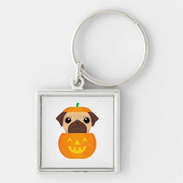 Halloween Pugkin   Keychain (Front)