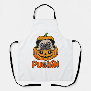 Halloween Pugkin, Pumpkin Pug Dog Apron