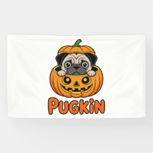 Halloween Pugkin, Pumpkin Pug Dog Banner