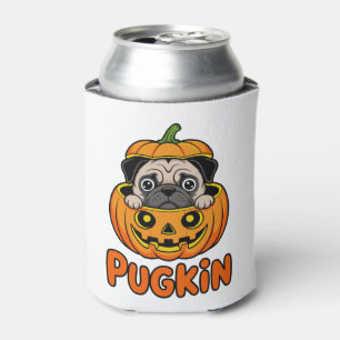 Halloween Pugkin, Pumpkin Pug Dog Can Cooler