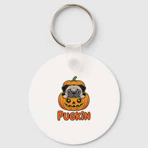 Halloween Pugkin, Pumpkin Pug Dog Keychain