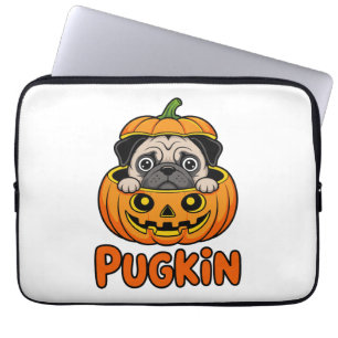 Halloween Pugkin, Pumpkin Pug Dog Laptop Sleeve