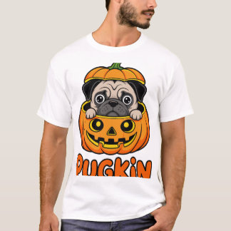 Halloween Pugkin, Pumpkin Pug Dog T-Shirt