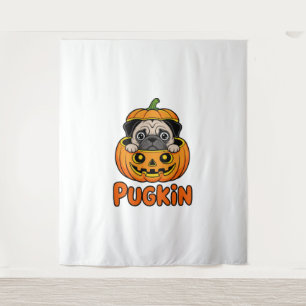 Halloween Pugkin, Pumpkin Pug Dog Tapestry