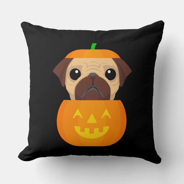Halloween Pugkin   Throw Pillow (Front)