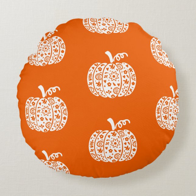 Halloween Pumpk, Funny Halloween, Halloween Party  Round Pillow (Front)