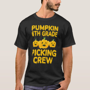 Halloween Pumpkin 6th Grade Picking Crew Funny Kid T-Shirt