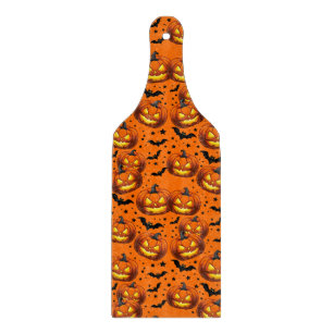 Halloween Pumpkin and Bats Cutting Board