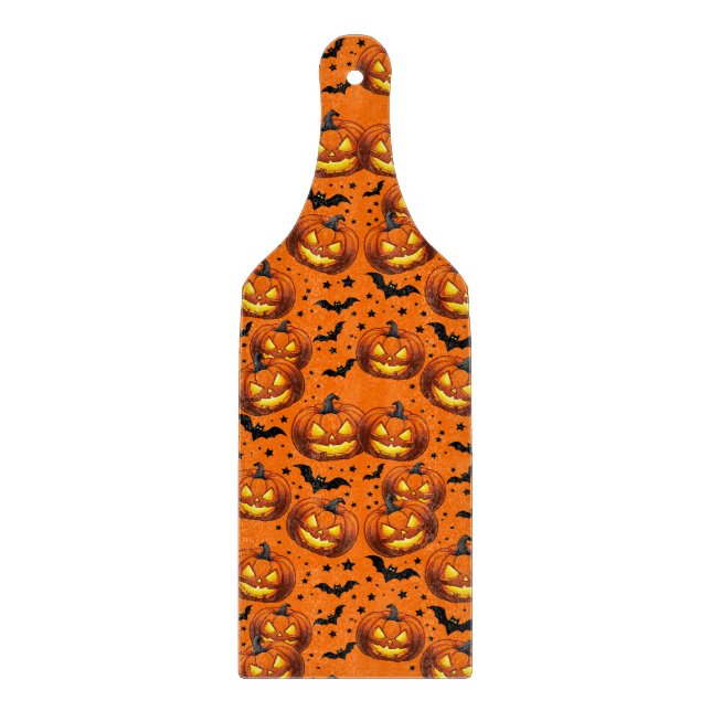  Halloween Pumpkin and Bats Cutting Board (Front)