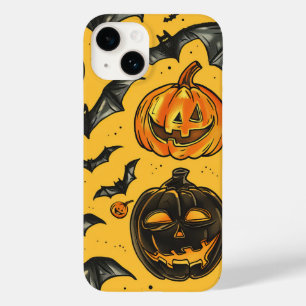 Halloween Pumpkin and Bats Pattern Vintage Fall  Case-Mate iPhone 14 Case