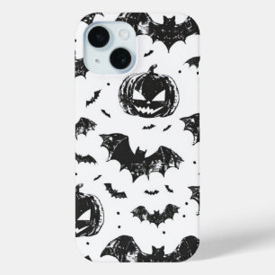Halloween Pumpkin and Bats Pattern Vintage Fall  iPhone 15 Case