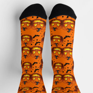  Halloween Pumpkin and Bats Socks