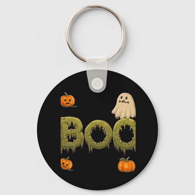 Halloween Pumpkin and Ghost / Abóbora e Fantasma d Keychain (Front)