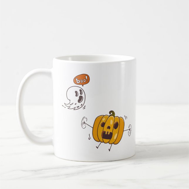 Halloween Pumpkin and Ghost Boo Mug (Left)