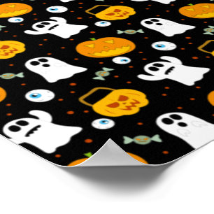 Halloween Pumpkin And Ghost Trick Or Treat Poster