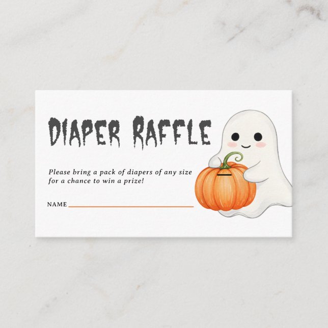Halloween Pumpkin Baby Shower Diaper Raffle Ticket Enclosure Card (Front)