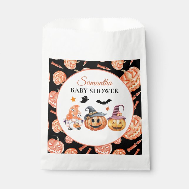 Halloween Pumpkin Baby Shower Favour Bag (Front)