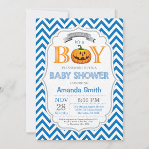 Halloween Pumpkin Baby Shower Invitation Boy