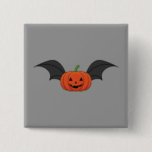 Halloween Pumpkin Bat 2 Inch Square Button