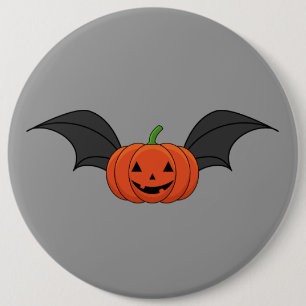 Halloween Pumpkin Bat 6 Inch Round Button