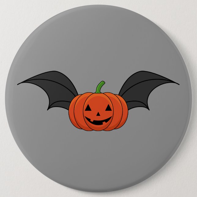 Halloween Pumpkin Bat 6 Inch Round Button (Front)