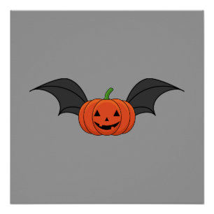 Halloween Pumpkin Bat Poster