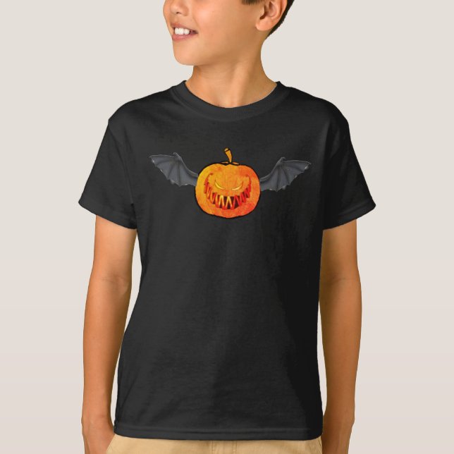 Halloween pumpkin bat T-Shirt (Front)