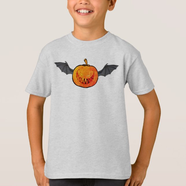 Halloween pumpkin bat T-Shirt (Front)