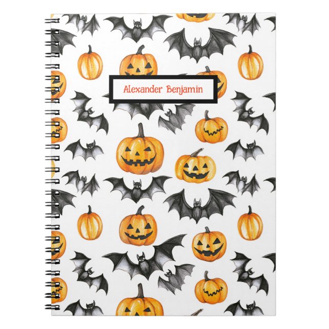Halloween Pumpkin Bats Notebook (Front)
