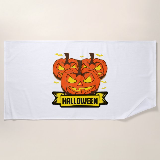 Halloween Pumpkin                            Beach Towel (Front)