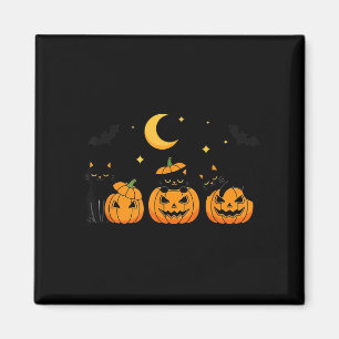 Halloween Pumpkin Black Cat Magnet
