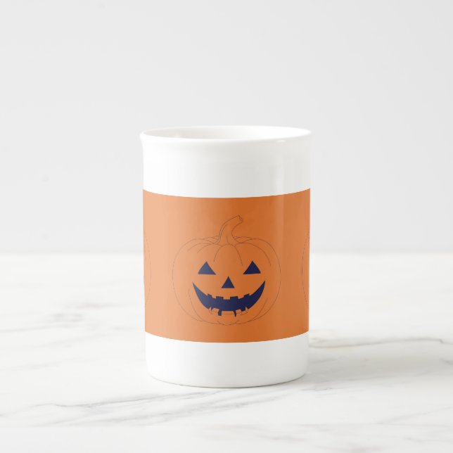 Halloween Pumpkin Bone China Mug (Front)