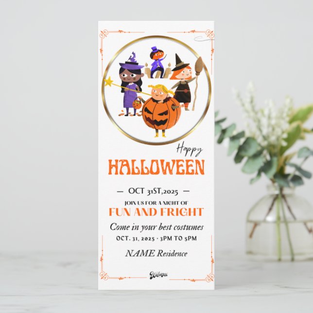 halloween pumpkin boo baby invitation (Standing Front)