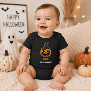Halloween Pumpkin “BOO!” – Personalized Name Baby Bodysuit