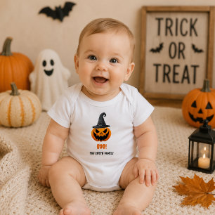 Halloween Pumpkin “BOO!” – Personalized Name Baby Bodysuit