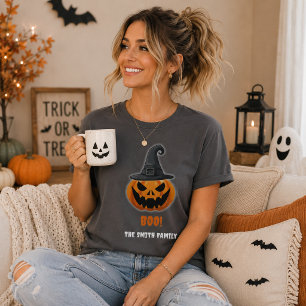 Halloween Pumpkin “BOO!” – Personalized Name T-Shirt
