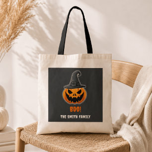 Halloween Pumpkin “BOO!” – Personalized Name Tote Bag