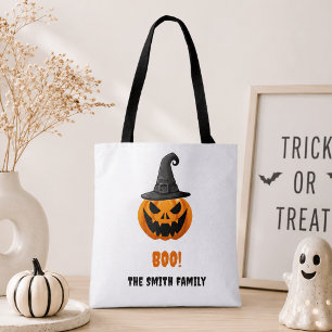 Halloween Pumpkin “BOO!” – Personalized Name Tote Bag