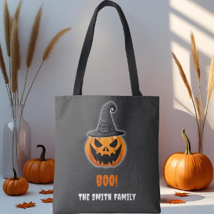 Halloween Pumpkin “BOO!” – Personalized Name Tote Bag