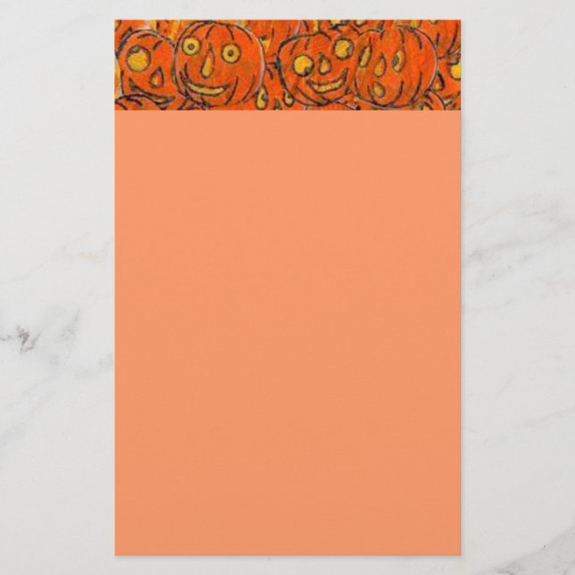 Halloween Pumpkin Border Stationery (Front)