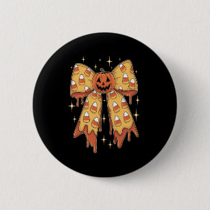 Halloween Pumpkin Bow Candy Corn 2 Inch Round Button