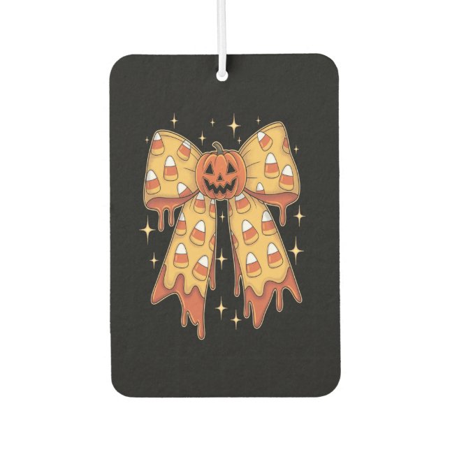 Halloween Pumpkin Bow Candy Corn Air Freshener (Front)