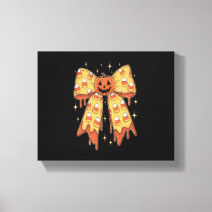 Halloween Pumpkin Bow Candy Corn Canvas Print
